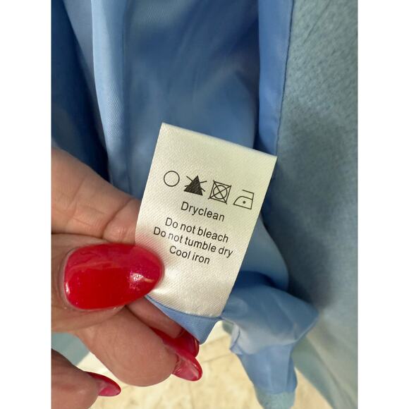 Allegra K light blue double breasted coat winter jacket long with belt NWT Small - Picture 5 of 9